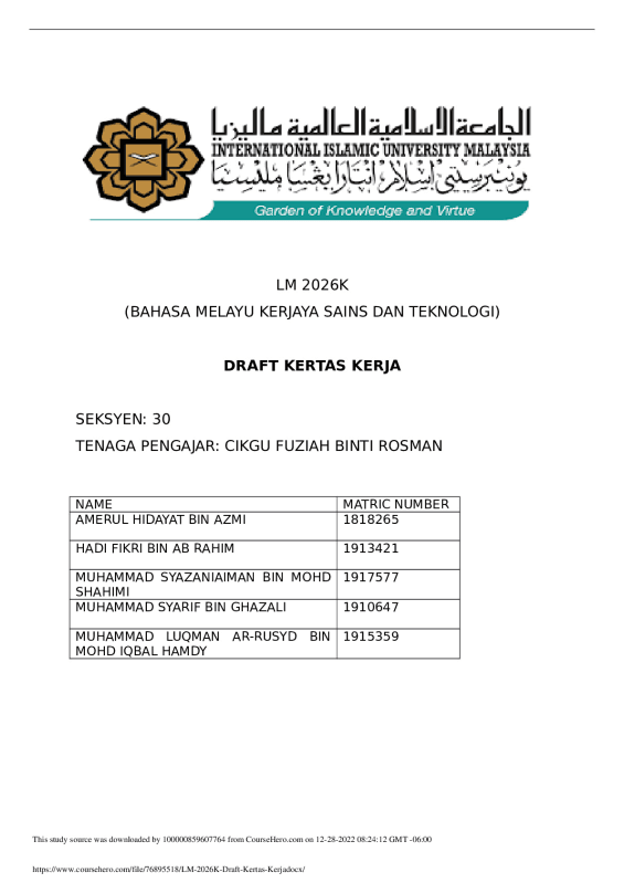 LM 2026K Draft Kertas Kerja. International Islamic University Malaysia