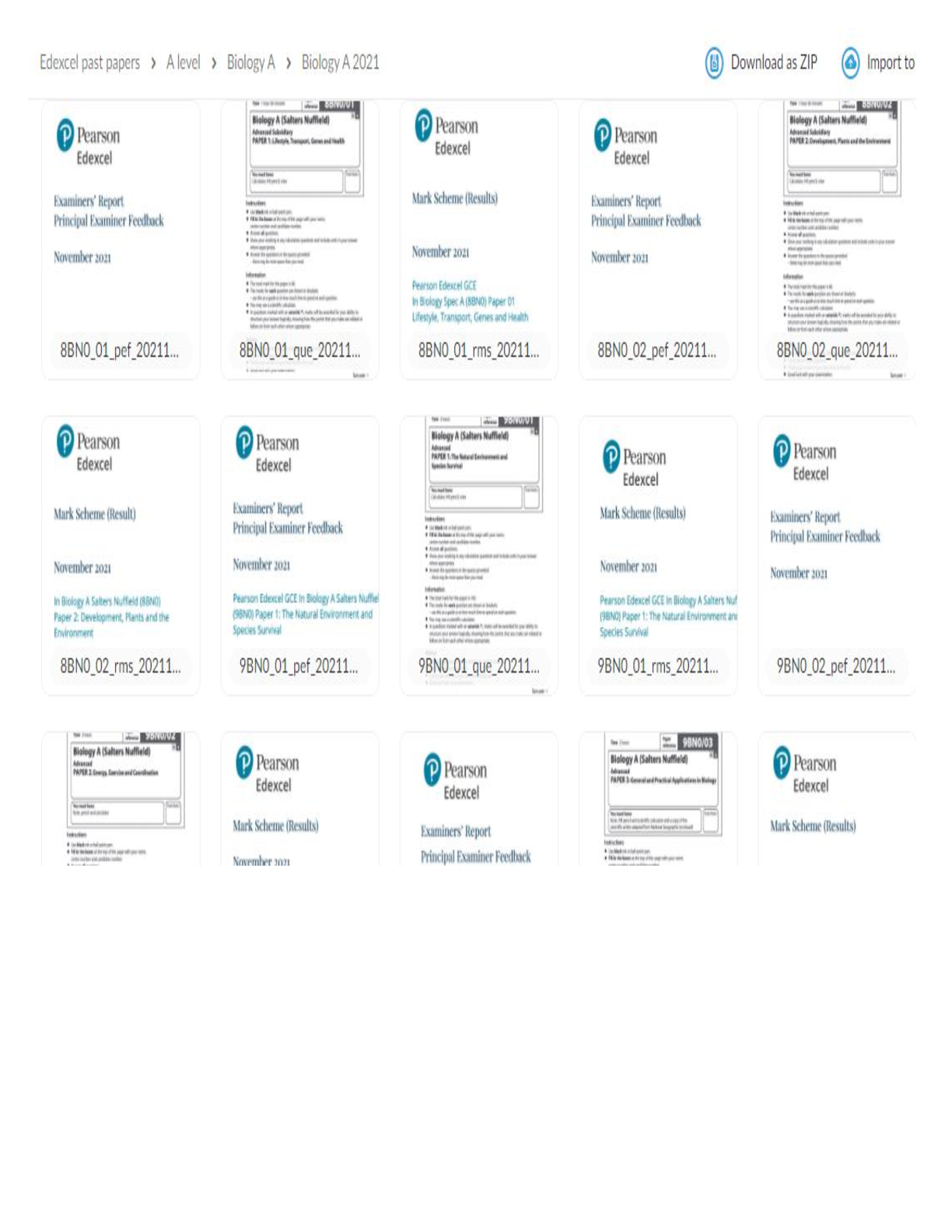 Pearson Edexcel A Level Biology A Nov 2021. All Question Papers, Mark ...