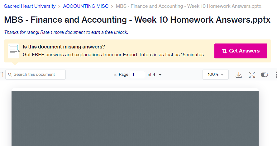 MBS - Finance and Accounting - Week 10 Homework Answers preview image