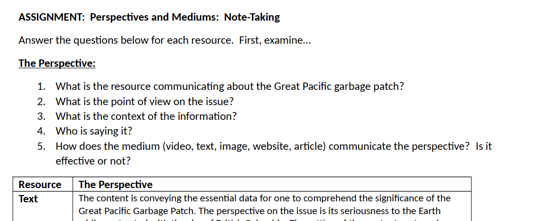 Panorama Ridge SecondaryENGLISH 101Assignment 3.1. preview image