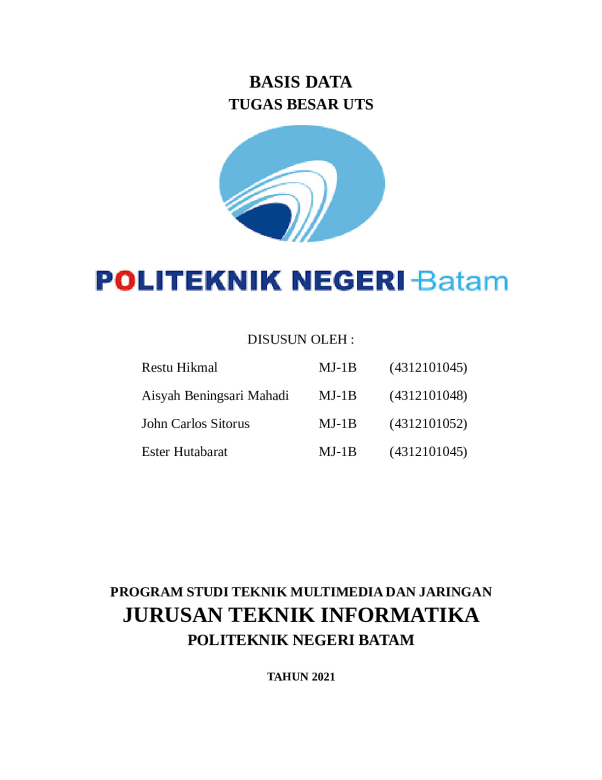 MULTIMEDIA 2501 BASIS DATA TUGAS BESAR UTS PROGRAM STUDI TEKNIK ...