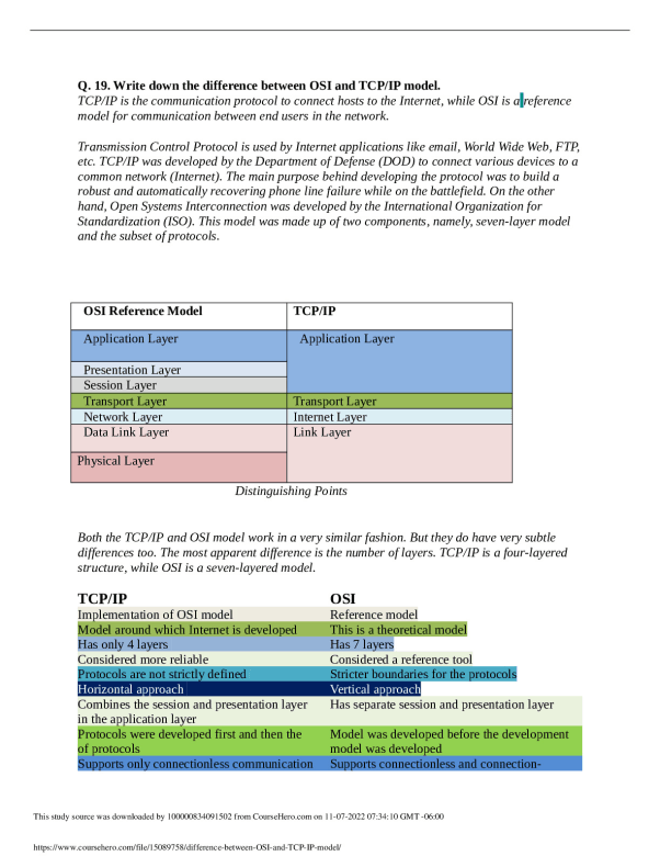 difference between OSI and TCP IP model Princeton University ECE 041401041