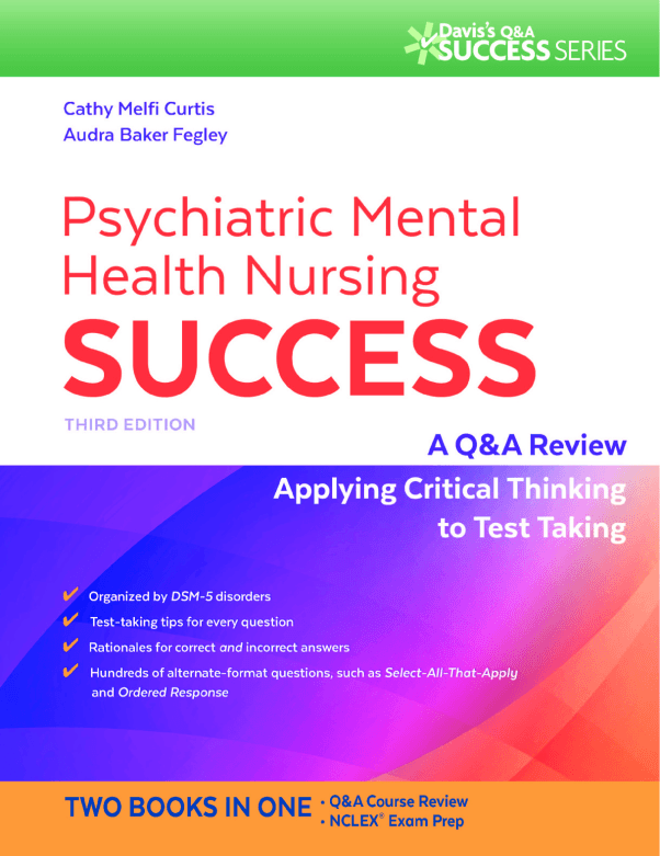 Psychiatric Mental Health Nursing Success. A Q& A Review Applying Critical Thinking to Test Taking. NCLEX  XAM PREP. Thi... preview image