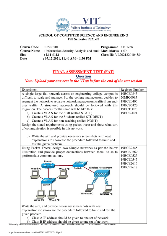 FAT L11 VIT University CSE 3501 preview image