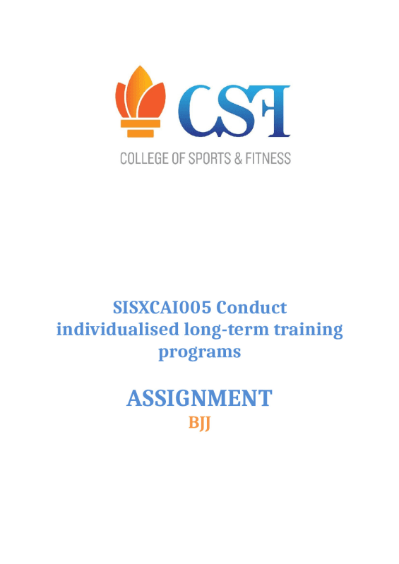 SISXCAI005 Conduct individualised long-term training programs ASSIGNMENT preview image