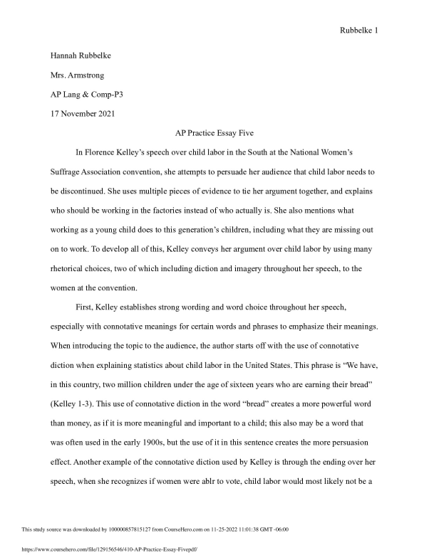 4.10 AP Practice Essay Five  Perry High School ENG 101 preview image