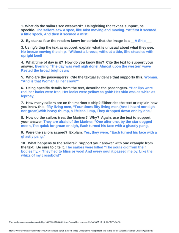 Module Seven Lesson Three Completion Assignment_ _The Rime of the ...