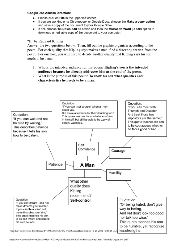 ENGLISH IV Copy of Module Six Lesson Two Activity One If Graphic ...