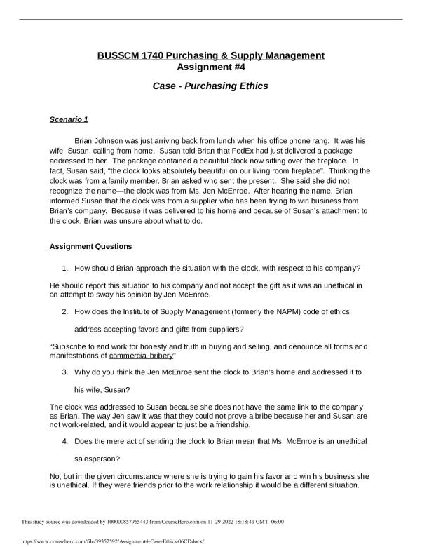Assignment4-Case-Ethics-06CD University of Pittsburgh BUSSCM 1740 preview image