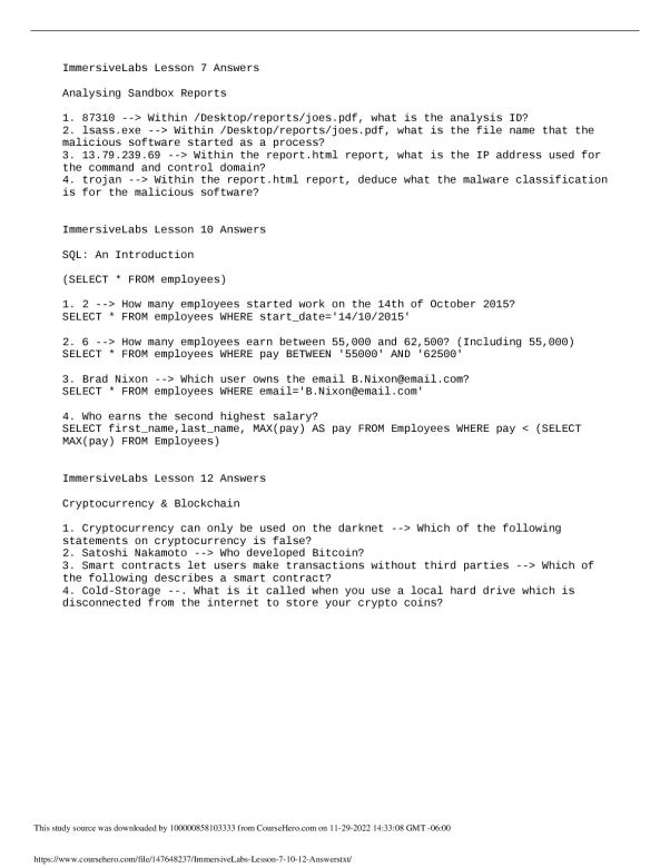 ImmersiveLabs Lesson 7, 10, 12 Answers  New York University CS-GY 6813 preview image