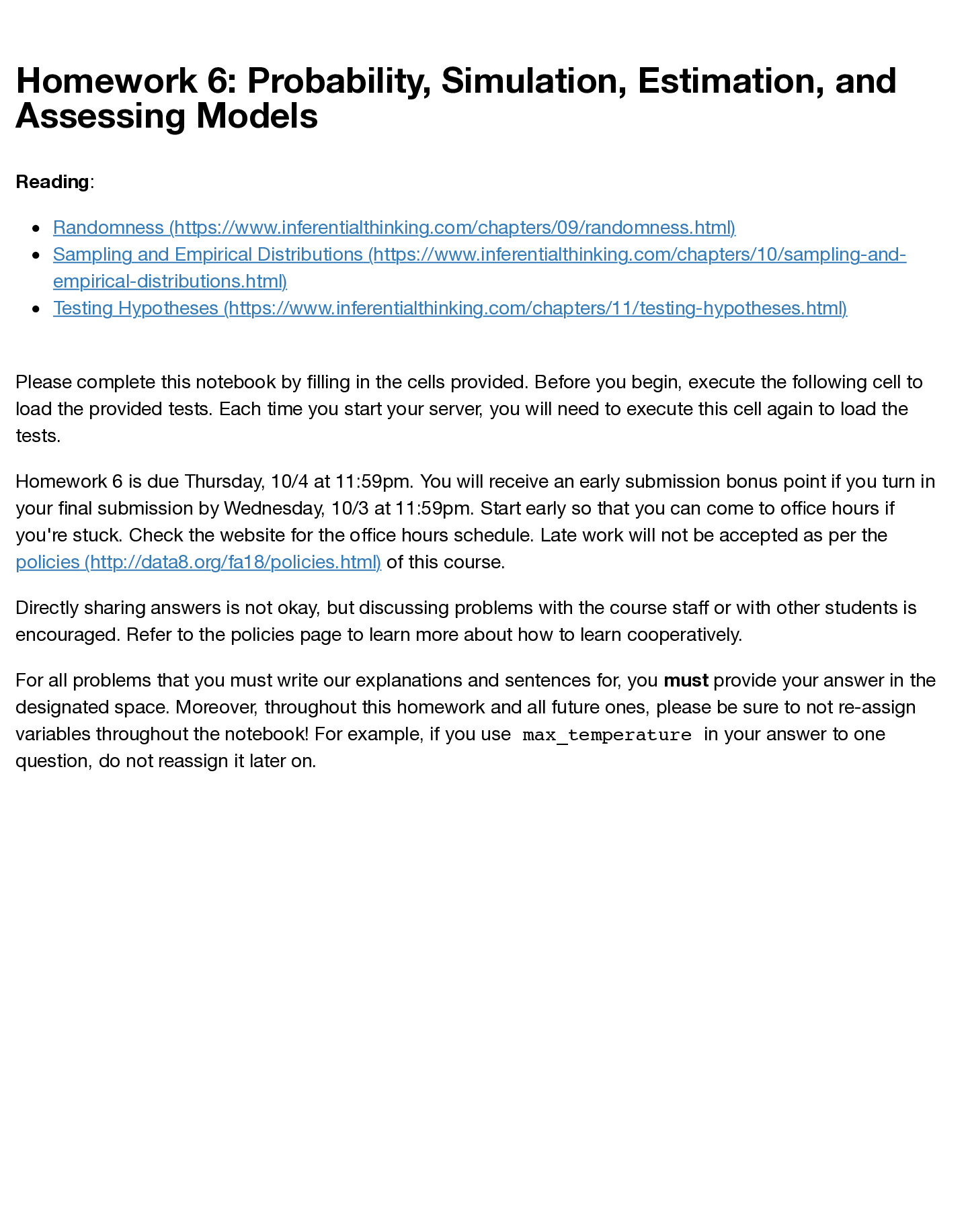 homework 6 probability simulation estimation and assessing models