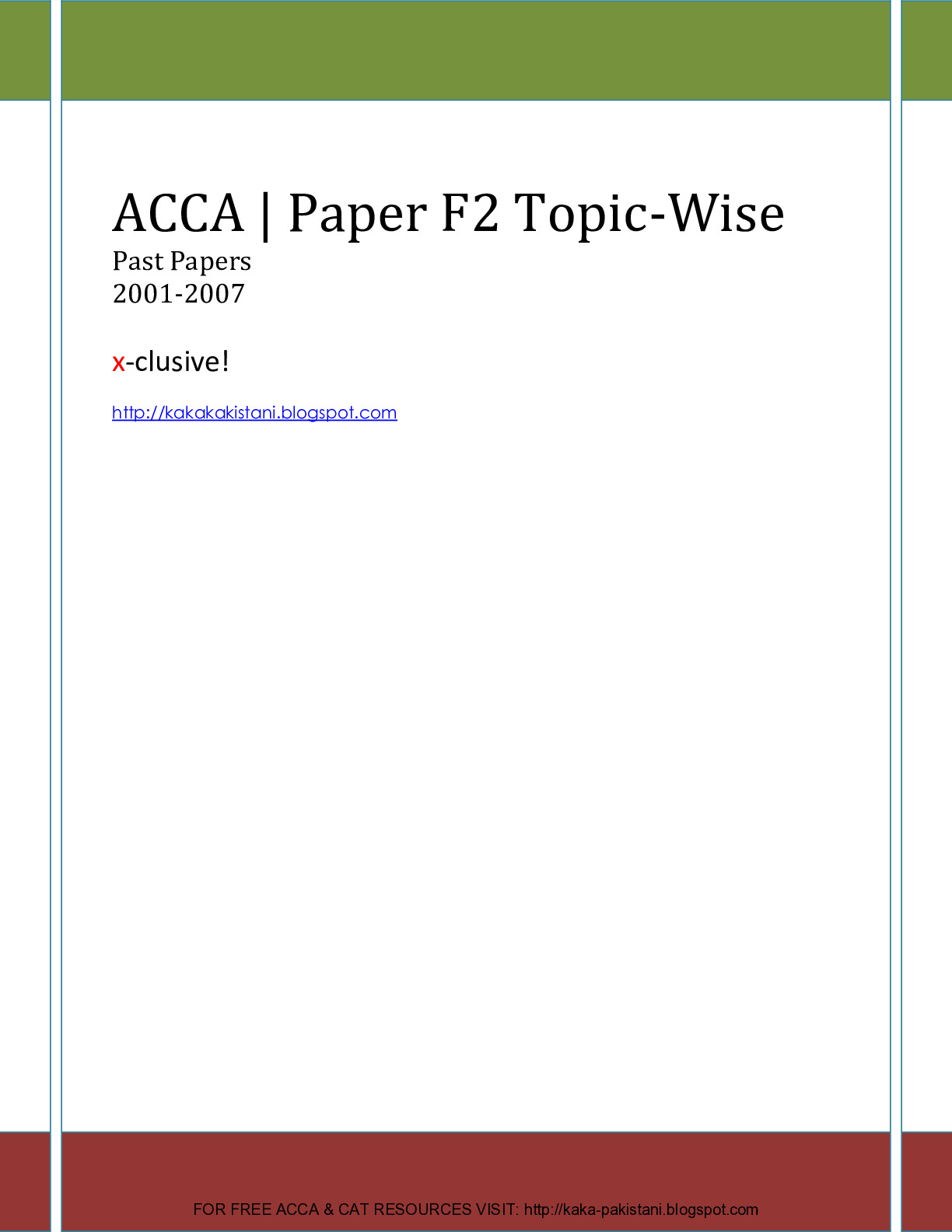 ACCA | Paper F2 Topic-Wise Past Papers