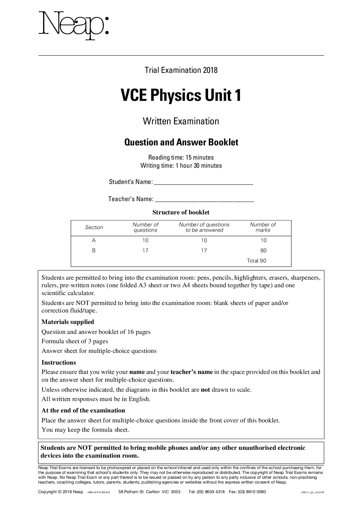 BUSSINES 522 Physics - Prac Exam. preview image