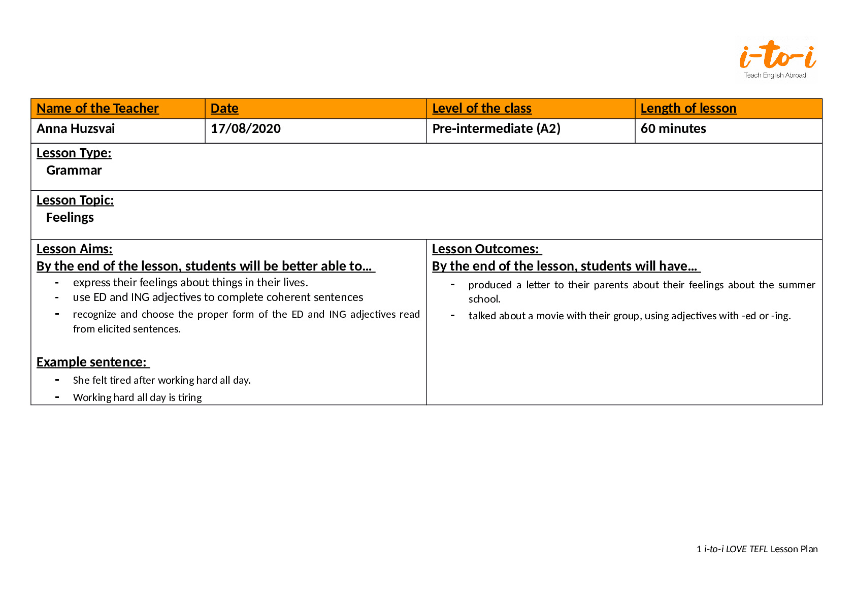 Template Lesson Plan- Assignment 2 - Grammar.