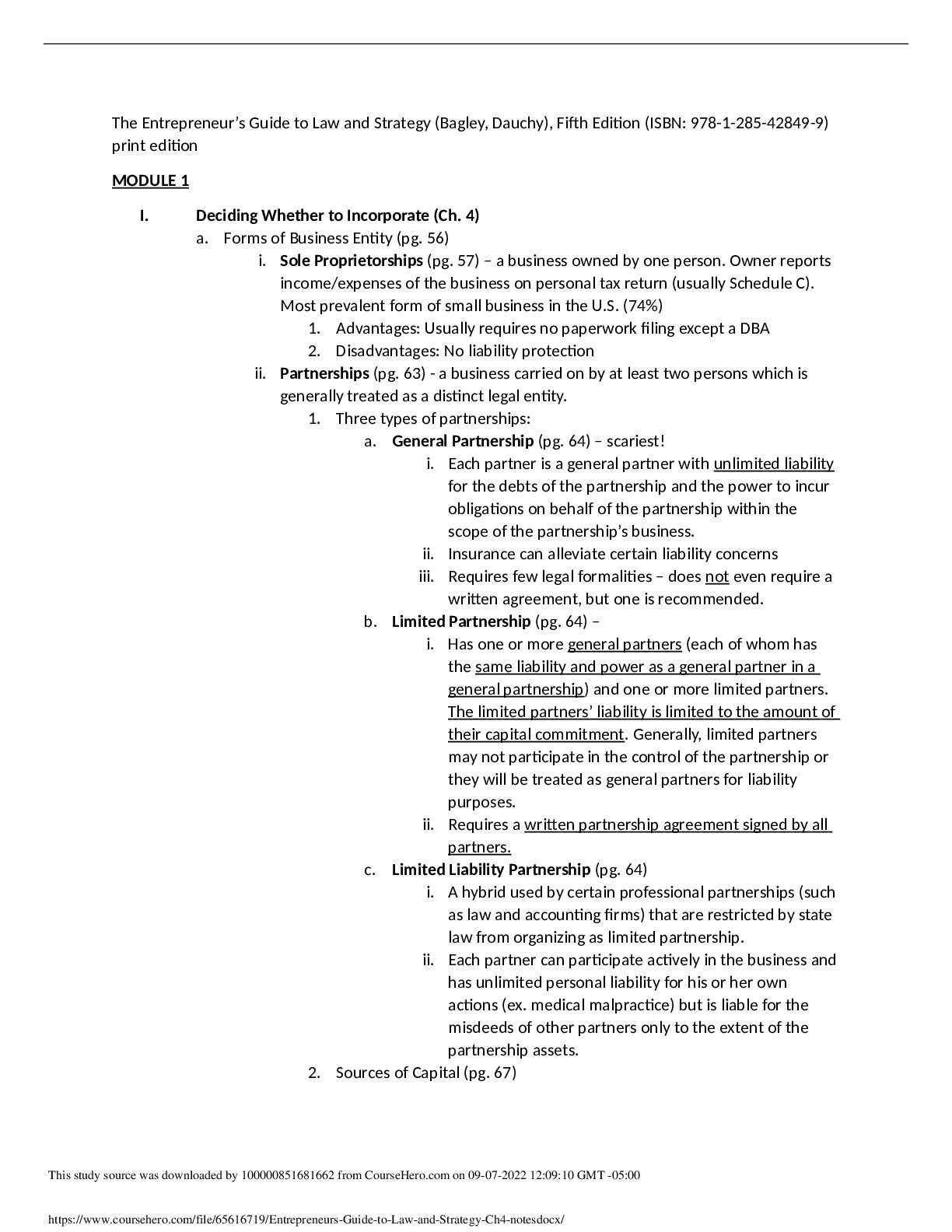 ntrepreneur's Guide to Law and Strategy - Ch4 notes. University of Texas, Permian Basin MNGT 6301 preview image