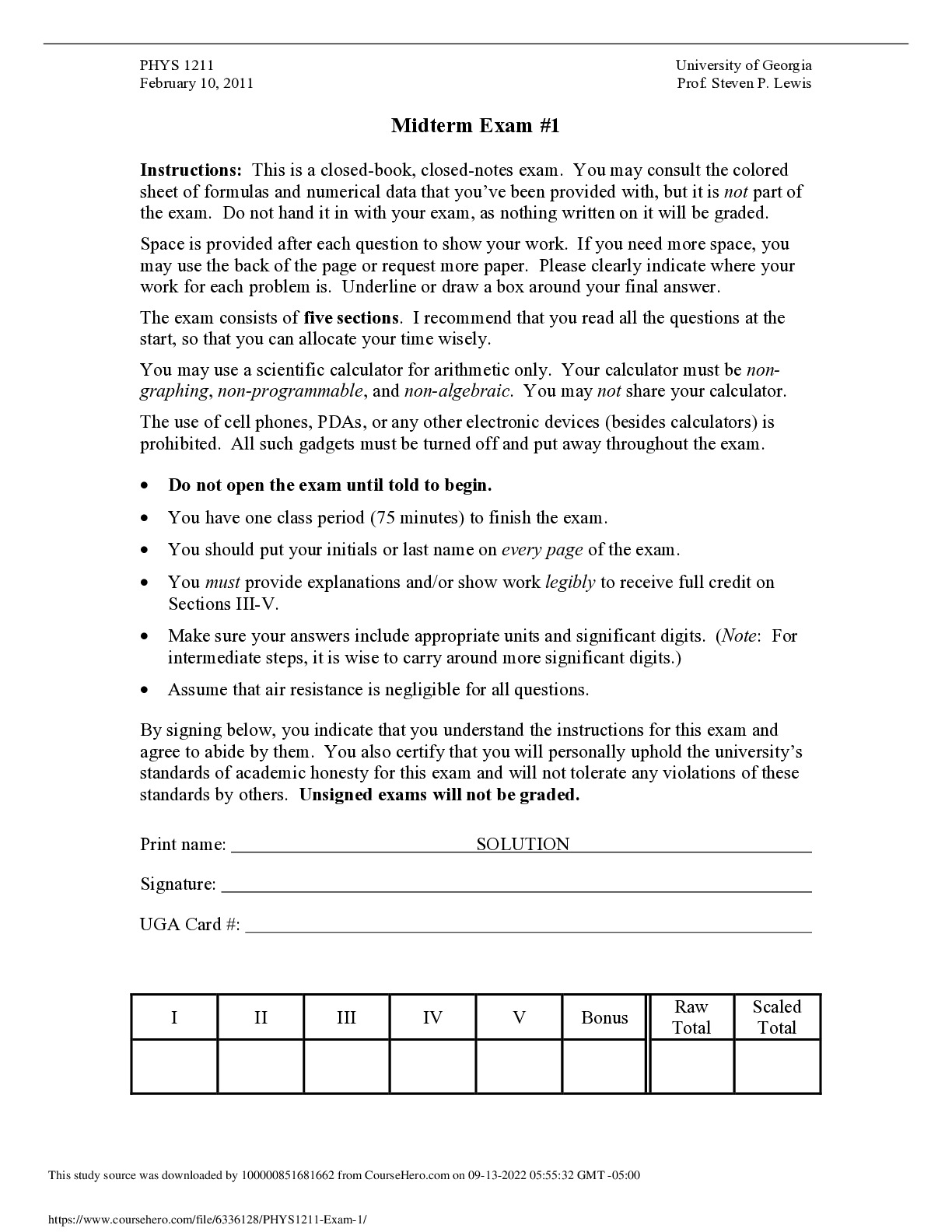 PHYS1211_Exam_1