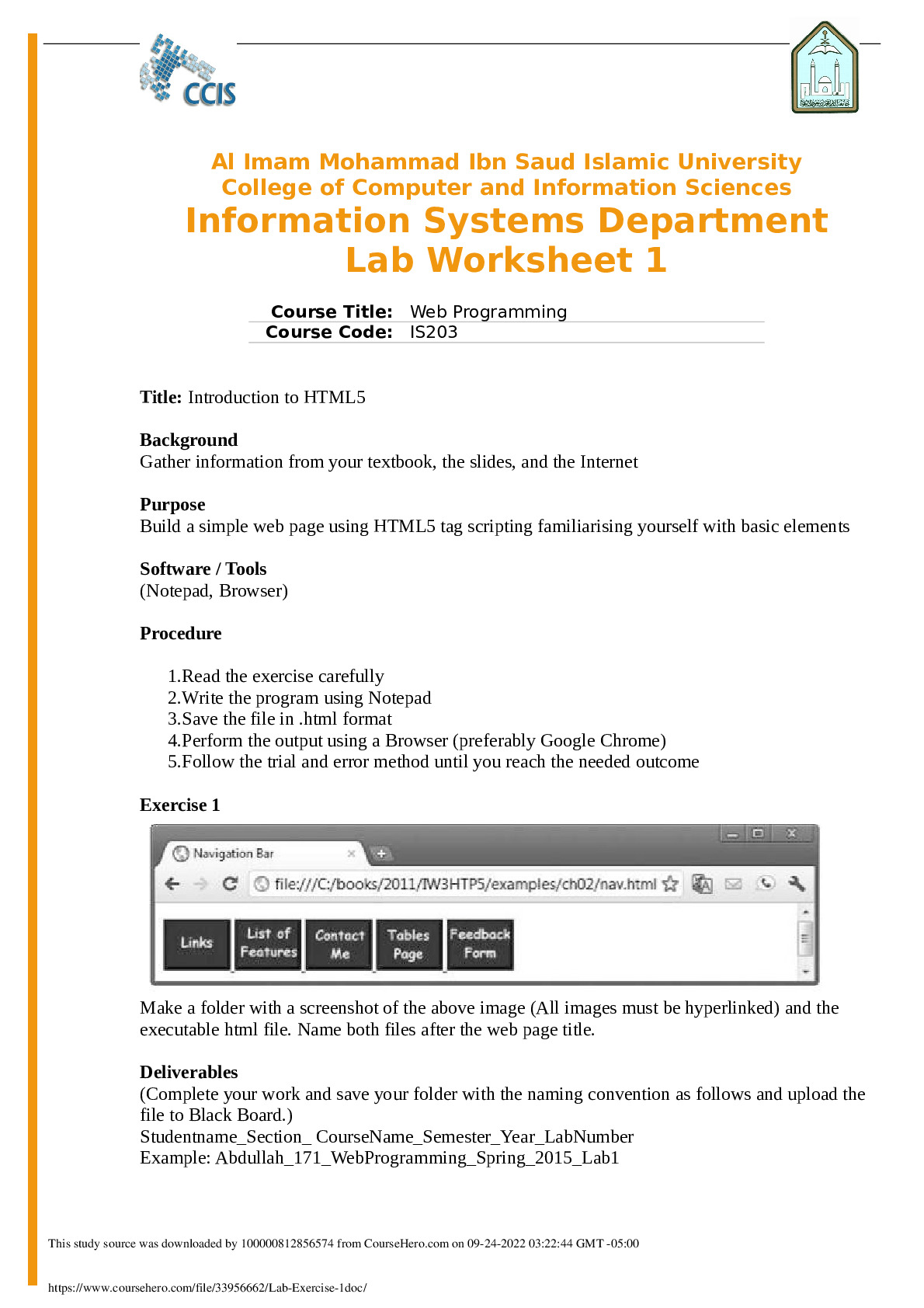 Information Technology Department Lab Worksheet 1 Course Title: Fundamentals of n-Tier Architectures Course Code: It331 preview image
