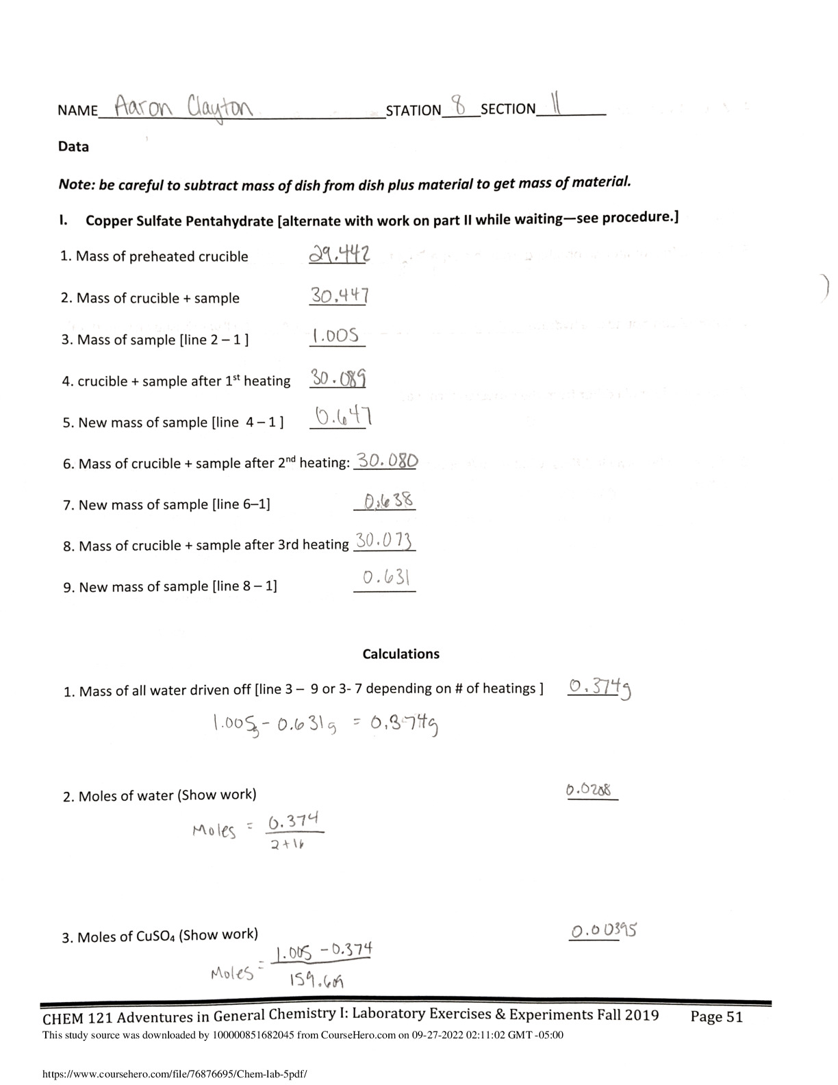 Chem lab 5.Liberty University CHEM 121 preview image