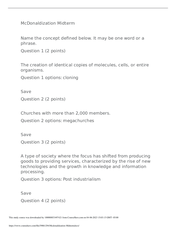 Mcdonaldization Midterm.docx preview image