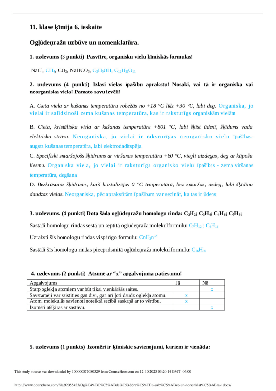 Ogļūdeņražu uzbūve un nomenklatūra. document preview