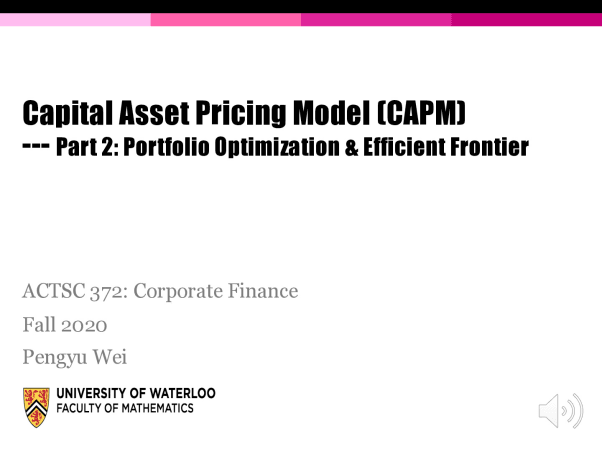 Capital Asset Pricing Model (CAPM) --- Part 2: Portfolio Optimization ...