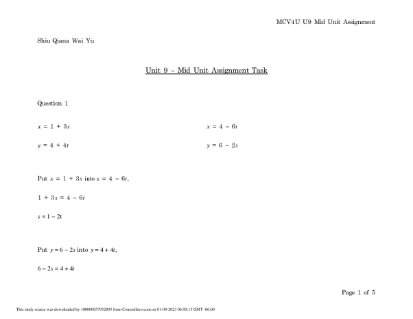 MCV4U U9 Mid Unit Assignment Brentwood High School AFJROTC 101