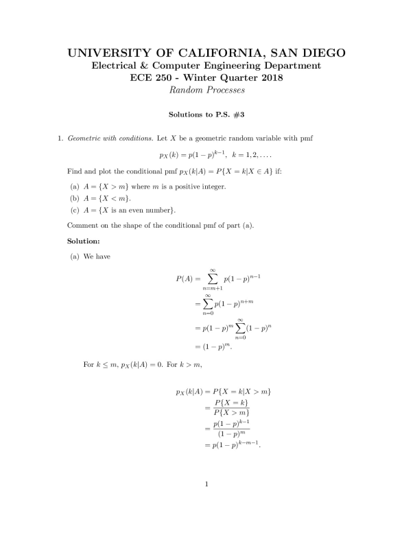 UNIVERSITY OF CALIFORNIA, SAN DIEGO Electrical & Computer Engineering Department ECE 250 - Winter Quarter 2018 preview image