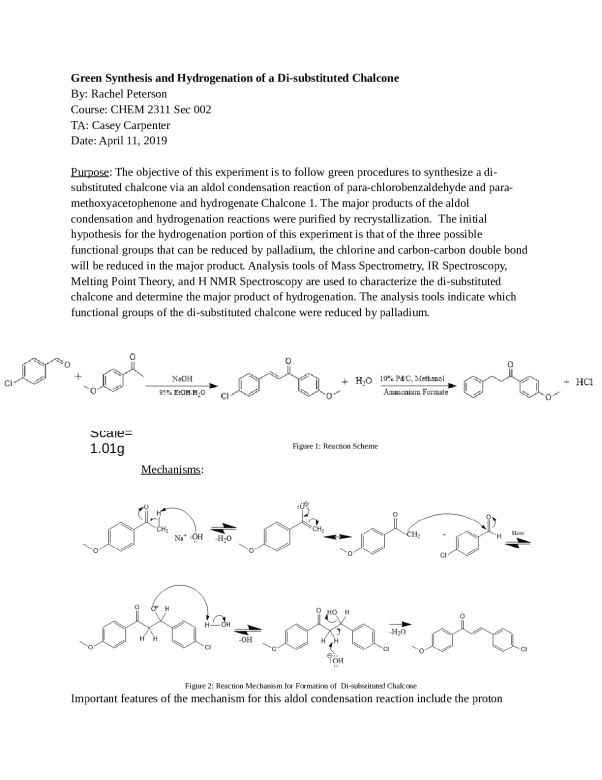 Green_Synthesis_and_Hydrogenation_of_a_Di_substituted_Chalcone_Lab_Report