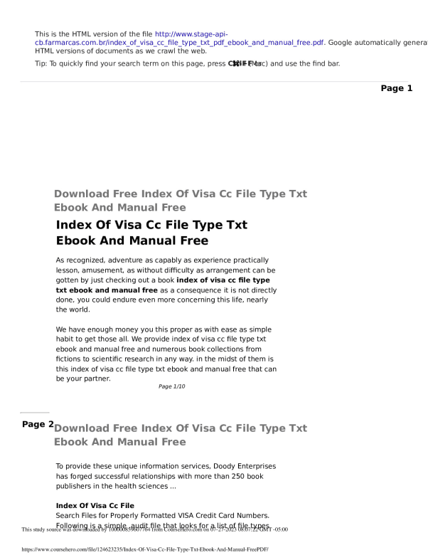 Index Of Visa Cc File Type Txt Ebook And Manual Free.PDF preview image