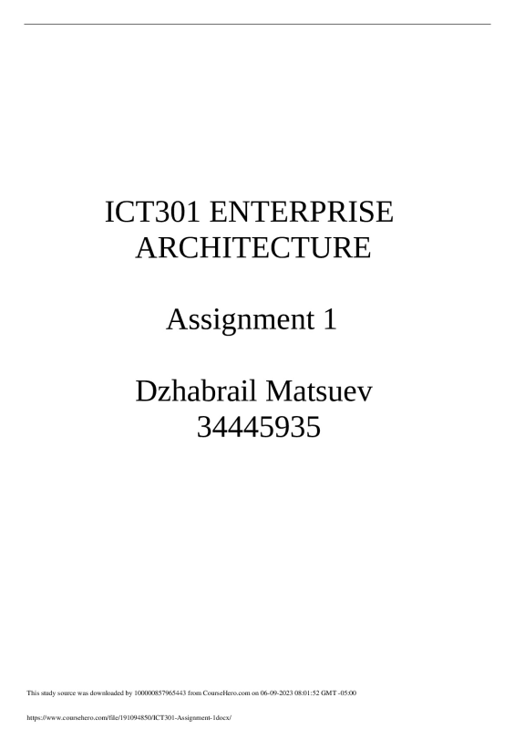Ict301 Assignment 1 Ict301 Assignment 1