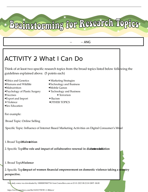 ACTIVITY 2- What I Can Do preview image