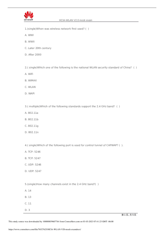 HCIA_WLAN__V2.0_mock_exam.docx