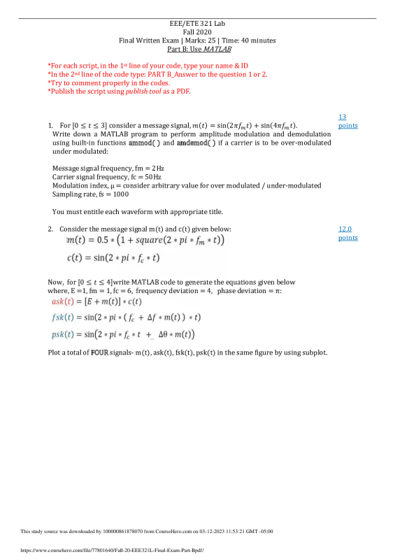 North South University  EEE 321  EEE/ETE 321 Lab Final Written Exam preview image