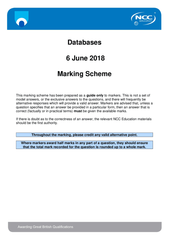 Databases_June_2018_Exam_MS_-_FINAL.  University of Dar es salaam OUT ODM 101, 1 preview image