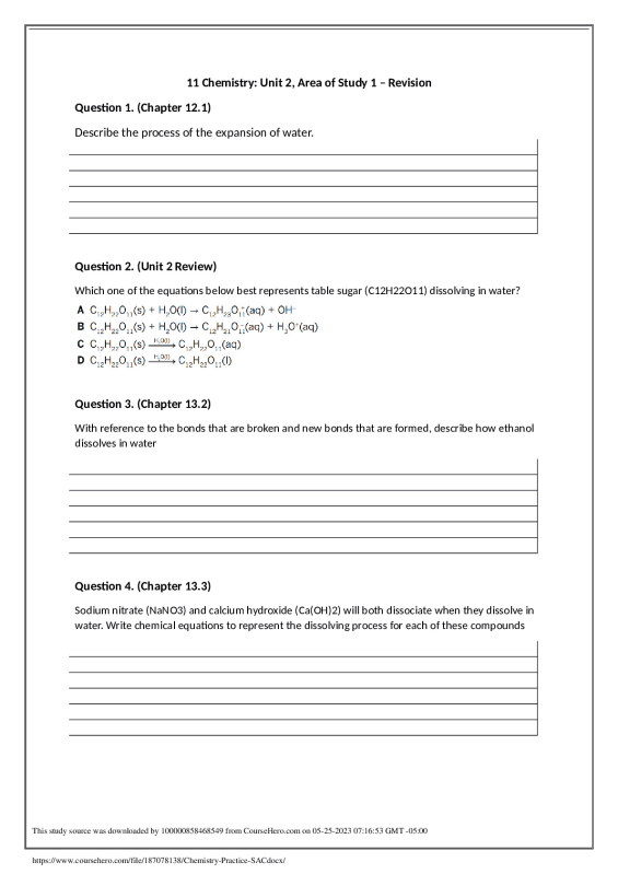 11 Chemistry: Unit 2, Area of Study 1 – Revision preview image