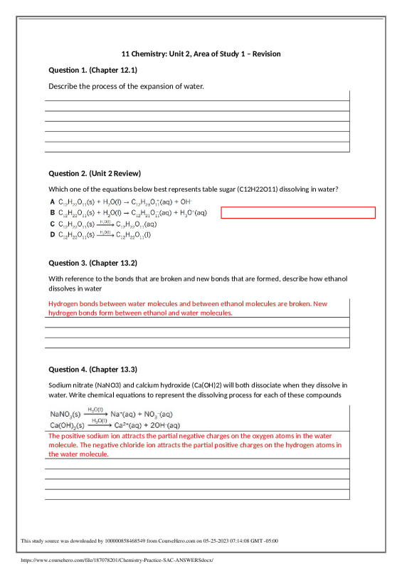 11 Chemistry: Unit 2, Area of Study 1 – Revision preview image