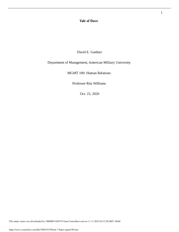 Week 7 Paper mgmt100 ().doc    American Military University MGMT 100 preview image