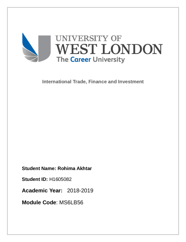 International Trade Finance and Investment - Rohima 6