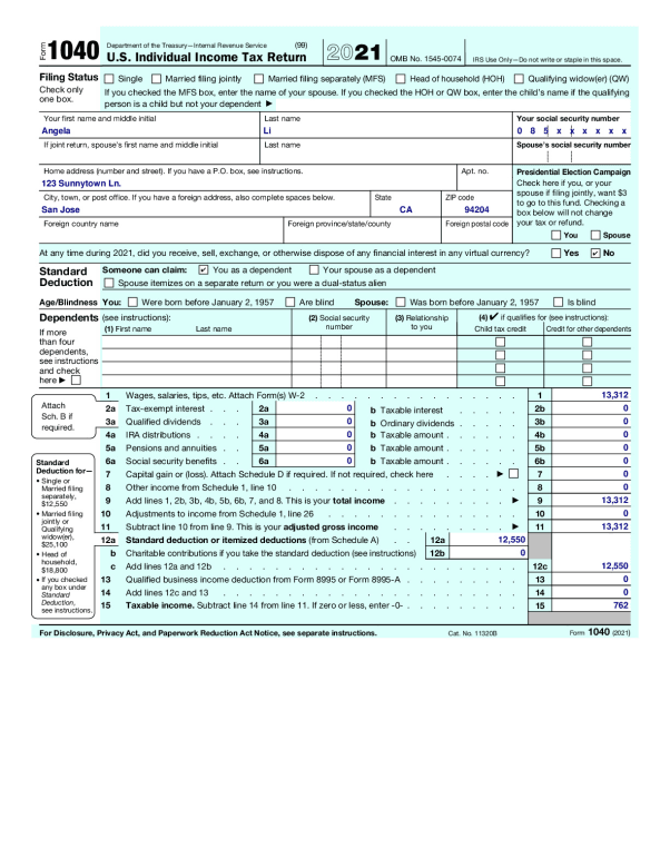 Calculate completing a 1040 