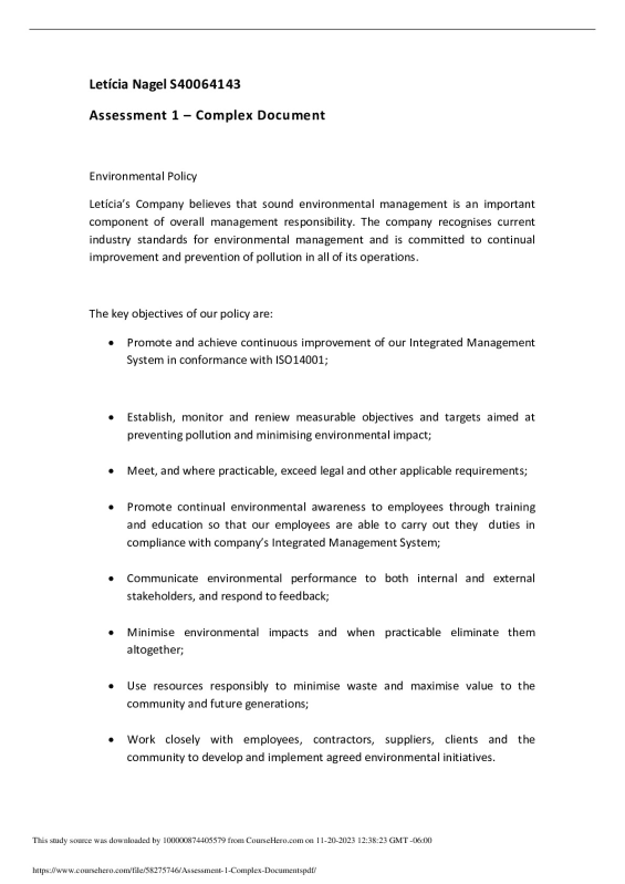 Assessment 1 Complex Documents.pdf Springbank Community High School ...