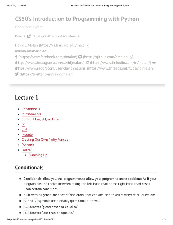 Lecture 1 - CS50's Introduction to Programming with Python. preview image