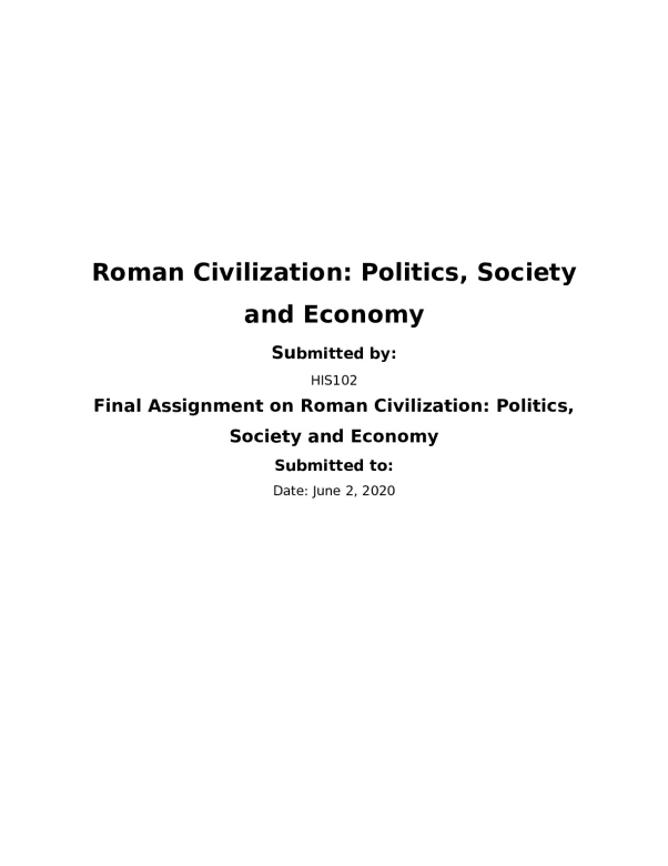 roman civilization assignment pdf