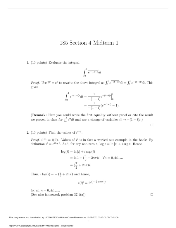 midterm 1 solutions.  University of California, Berkeley MATH 185 preview image