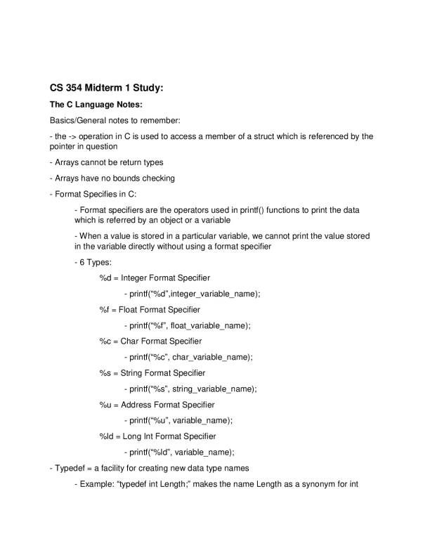CS354 Exam Study  University of Wisconsin, Madison CHEM 104 preview image