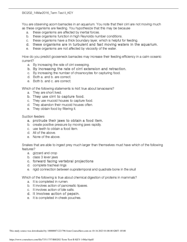 BIO202_Term Test II_KEY_14Mar16 preview image