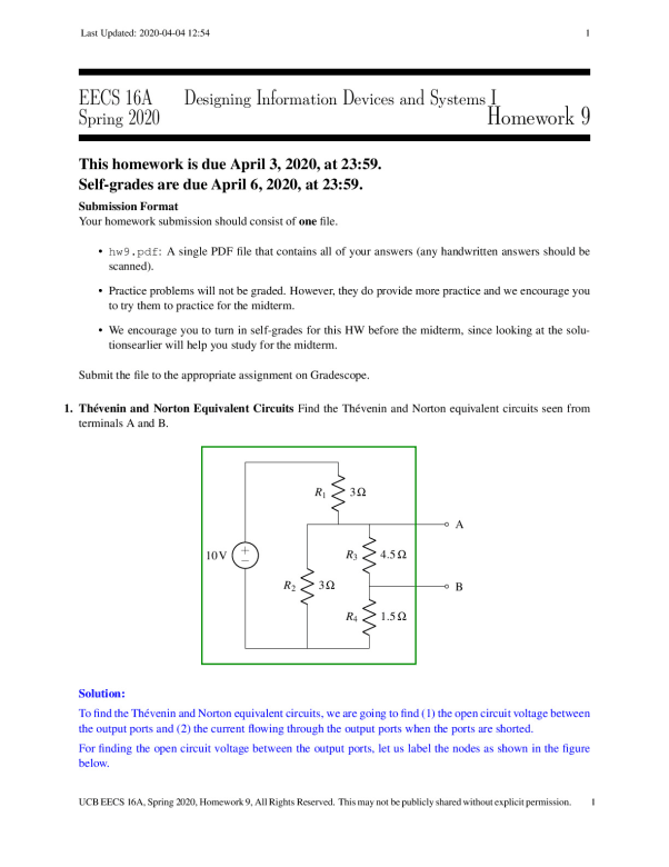 EECS16A SOL HWK9.pdf  l  University of California, Berkeley EECS 16A preview image