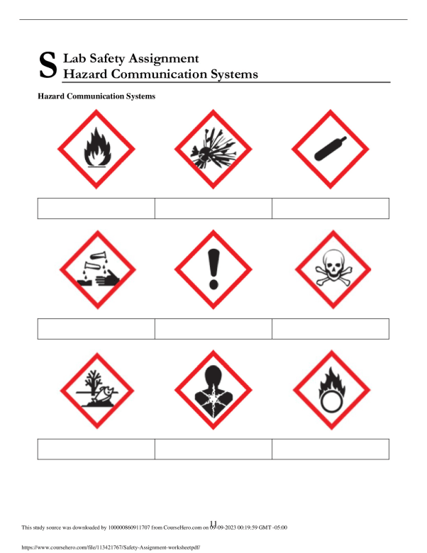 Lab Safety Assignment Hazard Communication Systems