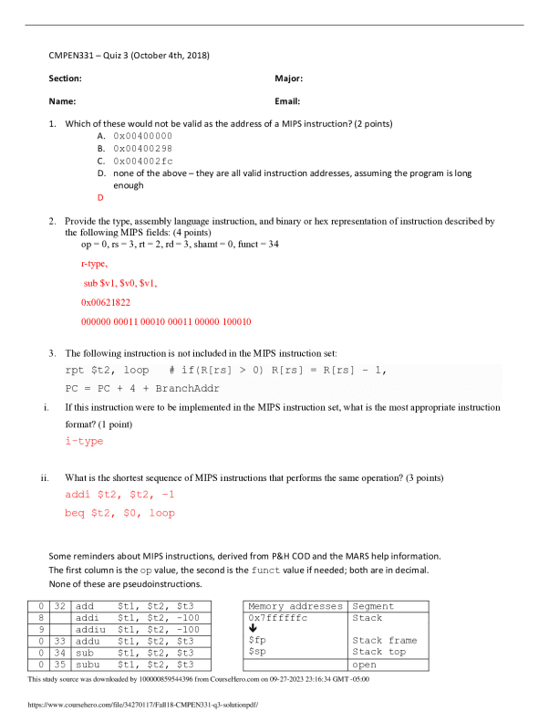 Fall18_CMPEN331_q3_solution Pennsylvania State University CMPEN 331 preview image