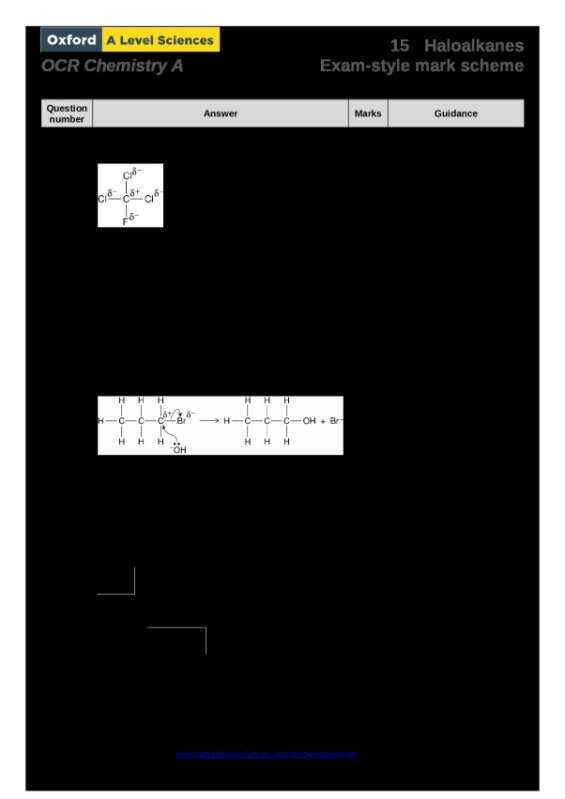 OCR Chemistry A 15HaloalkanesExam-style mark scheme preview image