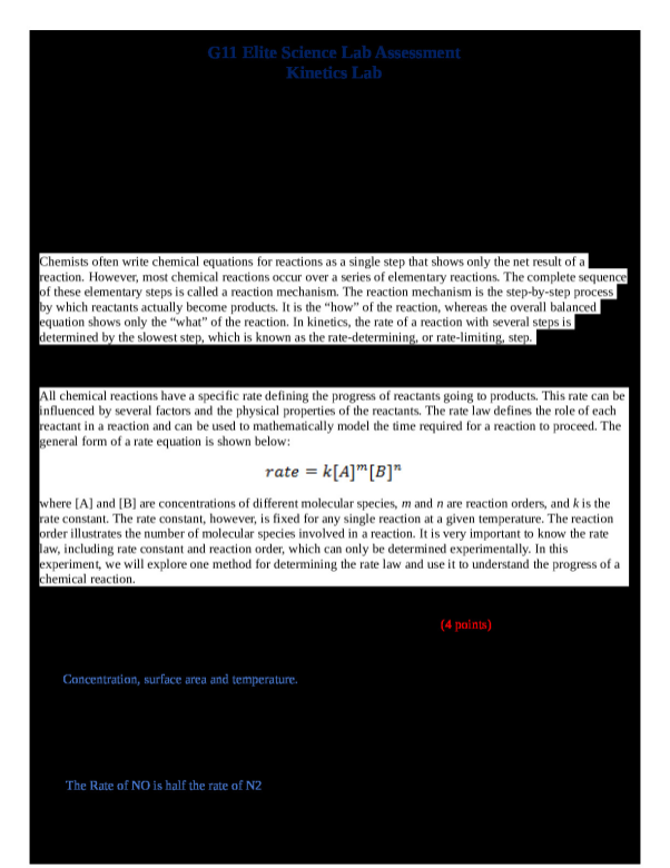 G11 Elite Science Lab Assessment Kinetics Lab preview image
